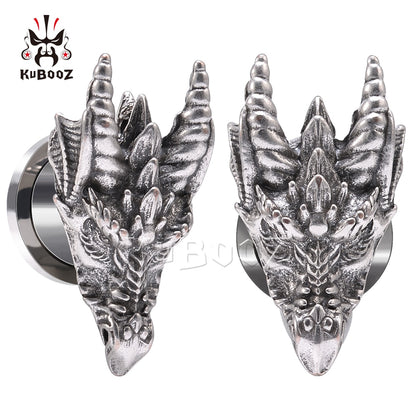 Dragon Hollywood X - Stainless Steel Fire Dragon Ear Tunnels Expanders Body Piercing Jewelry Earring Plugs Gauges Stretchers 2PCS - BEVERLY HILLS - CALIFORNIA - USA