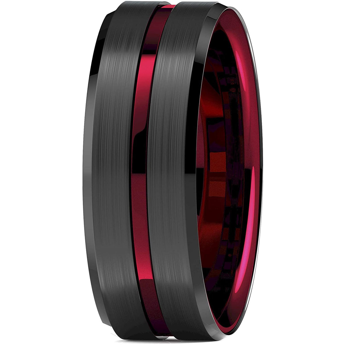 Fashion Men 8mm Black Tungsten Wedding Celtic Dragon Ring Inlaid Green Zircon Punk Men Stainless Steel Green Carbon Fibre Ring
