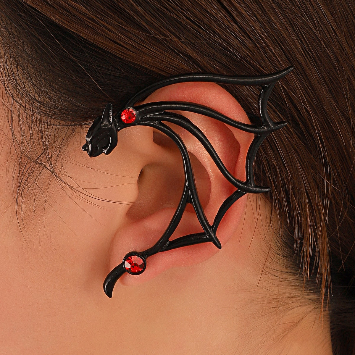 Dragon Hollywood X Ear Cuff - Flying Dragon and Fascinating Frog Clip On Earrings Ear Cuff for Men and Women Ear Wrap Earcuff Cartilage Earring Gothic Jewelry Awesome Unique Gift - BEVERLY HILLS - CALIFORNIA - USA