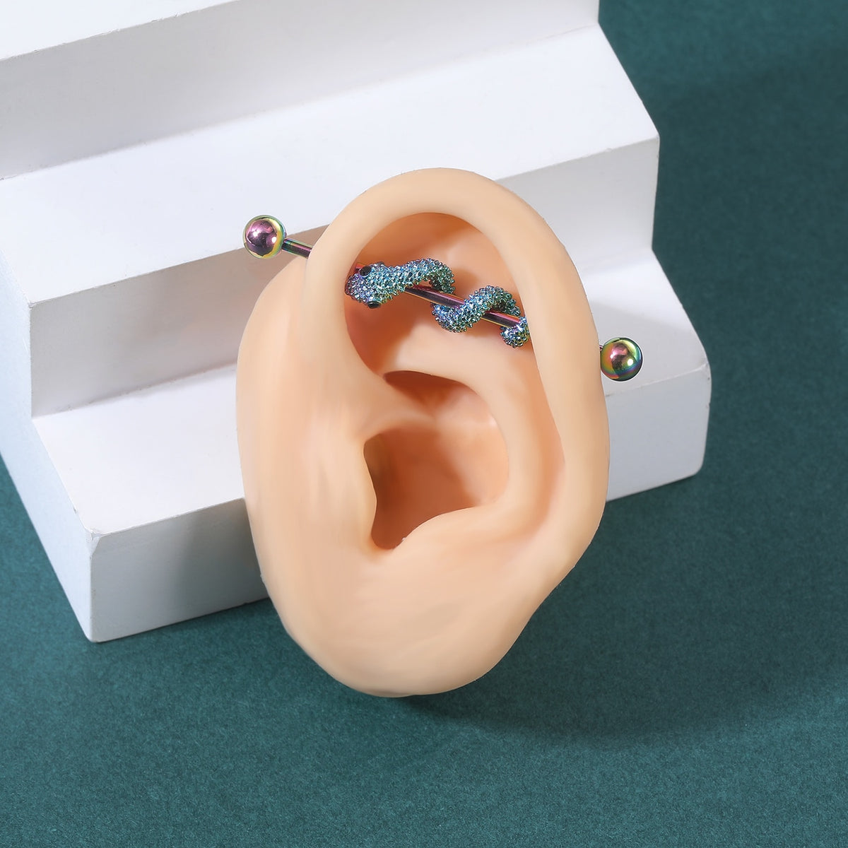 Dragon Hollywood X - Industrial Piercing Earring Women and Men Stainless Steel Helix Ear Piercing Dragon Snake Long Earring Jewelry Barbell Earring - BEVERLY HILLS - CALIFORNIA - USA