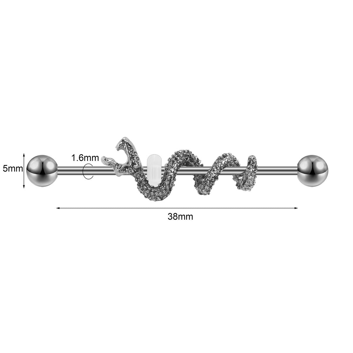 Dragon Hollywood X - Industrial Piercing Earring Women and Men Stainless Steel Helix Ear Piercing Dragon Snake Long Earring Jewelry Barbell Earring - BEVERLY HILLS - CALIFORNIA - USA