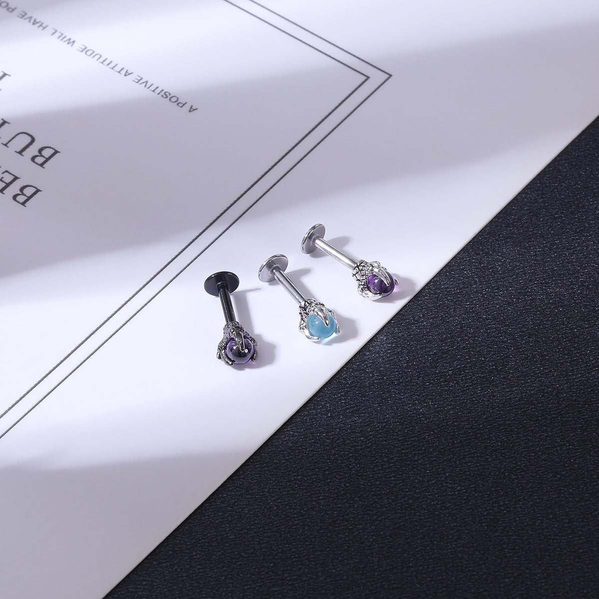 Dragon Hollywood X - 16G Dragon Claw Lip Studs Piercing Stainless Steel - Dragon Claw Conch Tragus Earring 2022 Piercing Jewelry - BEVERLY HILLS - CALIFORNIA - USA
