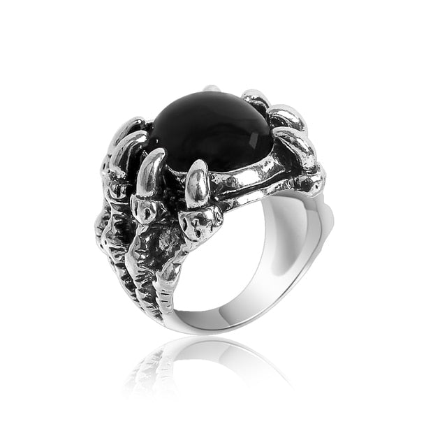 Dragon Hollywood X - 1pcs Titanium Steel Eagle Dragon Claw Halloween Skull Ring Hot Selling Men & Women Domineering Opening Rock Animal Jewelry