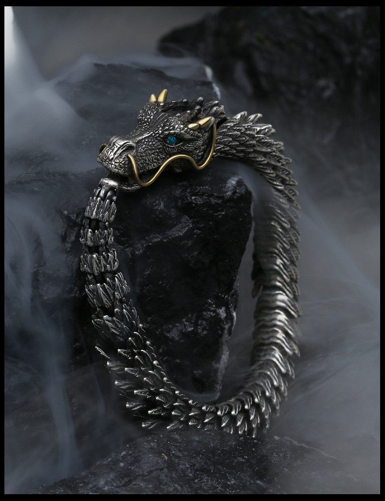 Dragon Hollywood X - Black Gun Dragon Men Bracelet Hip Hop Rock Style Golden Horn Domineering Women Party Copper Alloy Fashion Jewellery - BEVERLY HILLS-CALIFORNIA-USA