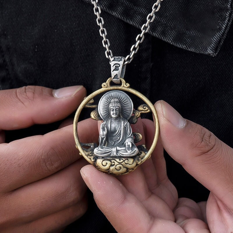 Dragon Hollywood X - Retro Domineering Dragon Riding Bodhisattva Buddha Pendant Necklace Men and Women Personality Trend Amulet Necklace Prayer Gift - Beverly Hills California