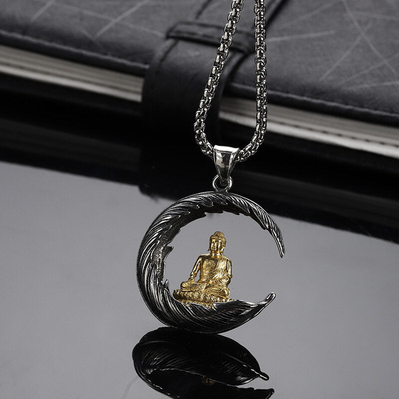 Dragon Hollywood X - Retro Domineering Dragon Riding Bodhisattva Buddha Pendant Necklace Men and Women Personality Trend Amulet Necklace Prayer Gift - Beverly Hills California