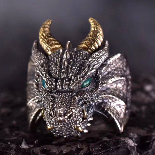 Dragon Hollywood X - Retro Demon Dragon Siren Ring Domineering Rings Accessories Trendy Men Women Jewelry Adjustable Size - BEVERLY HILLS, CALIFORNIA