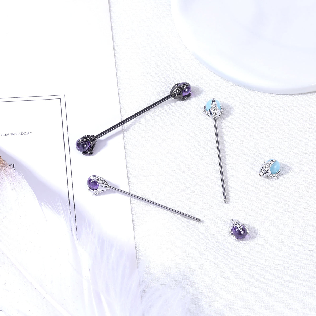 Dragon Hollywood X - Industrial Piercing Earring Women and Men Stainless Steel Helix Ear Piercing Dragon Snake Long Earring Jewelry Barbell Earring - BEVERLY HILLS - CALIFORNIA - USA