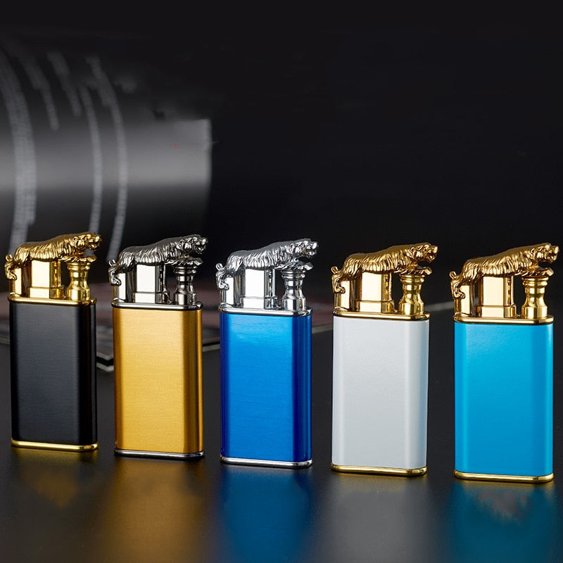 Dragon Hollywood X - New Blue Flame Metal Crocodile Dragon Tiger Double Fire Lighter Creative Windproof Open Fire Conversion Lighter Women and Mens Gift - Hollywood California USA