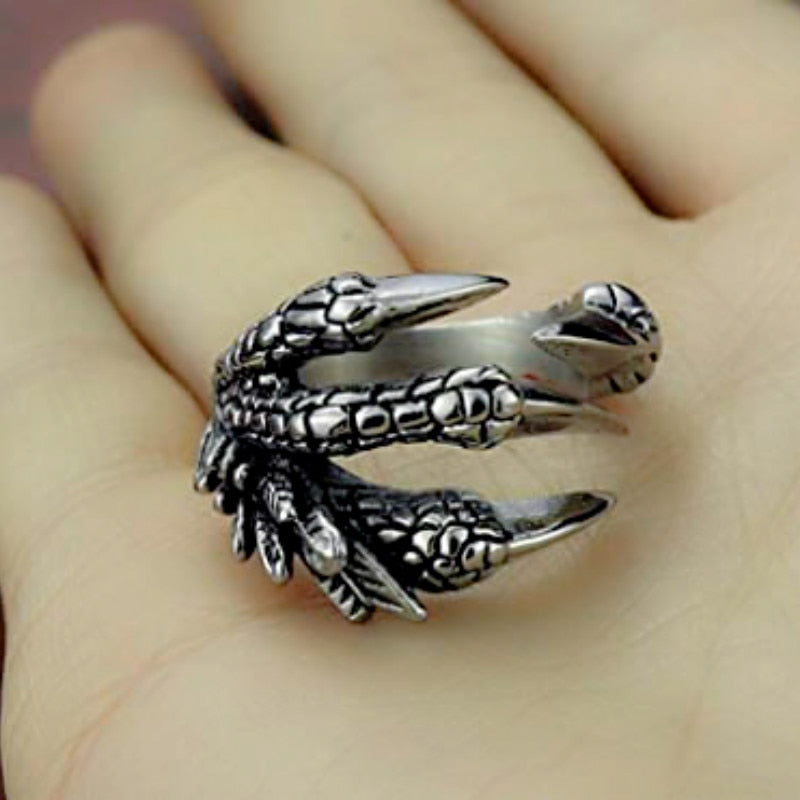 Dragon Hollywood X - 1pcs Titanium Steel Eagle Dragon Claw Halloween Skull Ring Hot Selling Men & Women Domineering Opening Rock Animal Jewelry