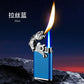 Blue Flame Metal Rocker Arm Ignition Tiger Head Double Fire Dragon Lighter Creative Windproof Open Fire Conversion Lighter