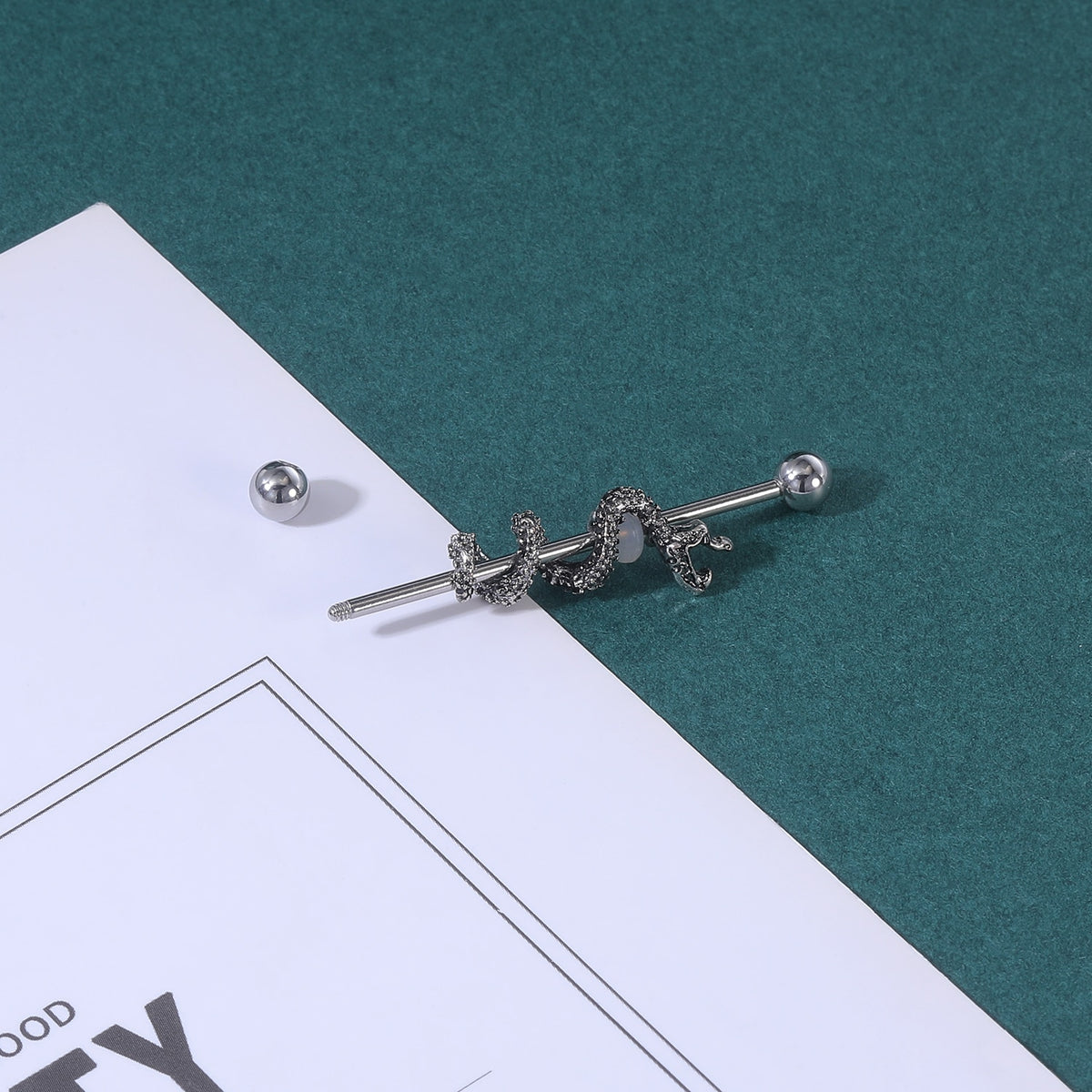 Dragon Hollywood X - Industrial Piercing Earring Women and Men Stainless Steel Helix Ear Piercing Dragon Snake Long Earring Jewelry Barbell Earring - BEVERLY HILLS - CALIFORNIA - USA