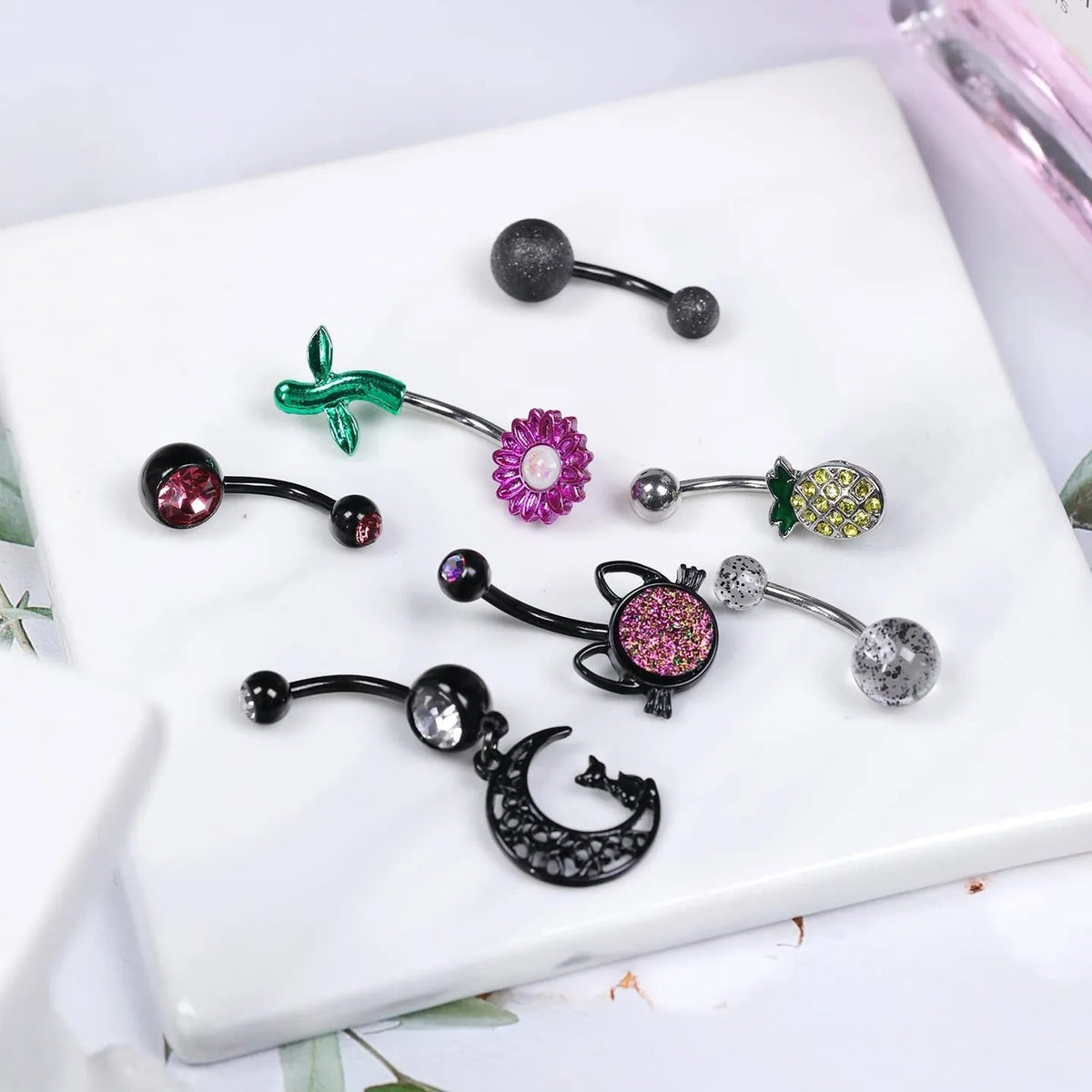 Dragon Hollywood X - 14G Dragon Claw Belly Button Body Ring Women and Men Stainless Steel Navel Ring - Crystal - Heart - Moon - Bee - Bug - Cat - Piercing Body Jewelry - BEVERLY HILLS - CALIFORNIA - USA
