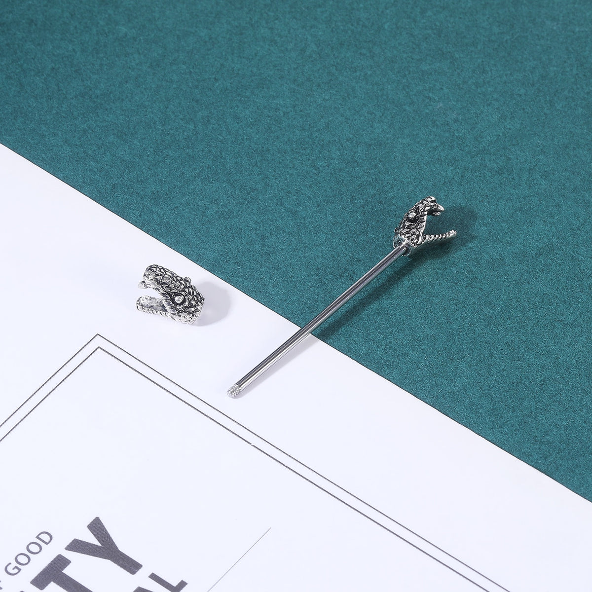 Dragon Hollywood X - Industrial Piercing Earring Women and Men Stainless Steel Helix Ear Piercing Dragon Snake Long Earring Jewelry Barbell Earring - BEVERLY HILLS - CALIFORNIA - USA