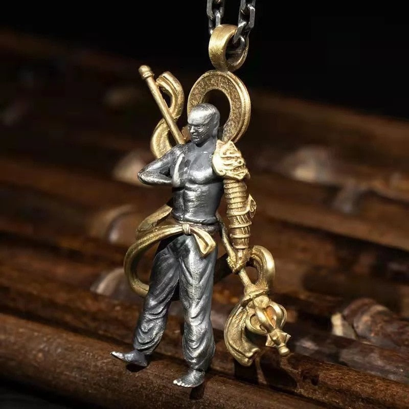 Dragon Hollywood X - Retro Domineering Dragon Riding Bodhisattva Buddha Pendant Necklace Men and Women Personality Trend Amulet Necklace Prayer Gift - Beverly Hills California