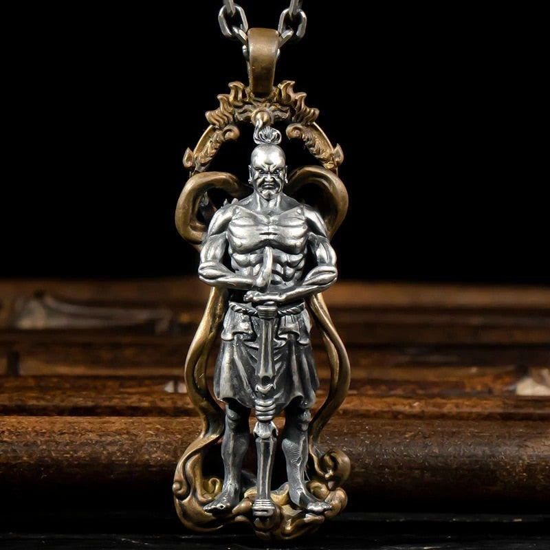 Dragon Hollywood X - Retro Domineering Dragon Riding Bodhisattva Buddha Pendant Necklace Men and Women Personality Trend Amulet Necklace Prayer Gift - Beverly Hills California