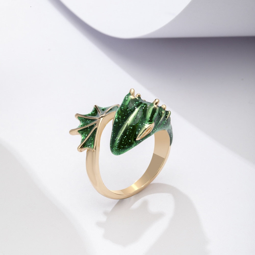 Dragon Hollywood X - Fashion Punk Viking Animal Dragon Adjustable Finger Ring Women Men Enamel Snake Rings Statement Jewelry Gift Accessories -BEVERLY HILLS
