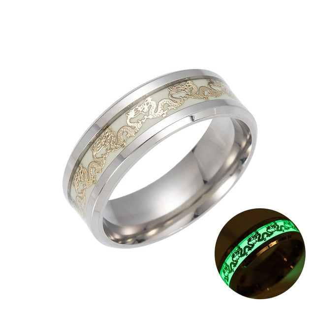 Dragon Hollywood X - Fashion Luminous Dragon Ring Love Heart Retro Stainless Steel Fluorescent Rings for Men Plus Couple Rings  Luxury Jewelry Gift - BEVERLY HILLS, CALIFORNIA - USA