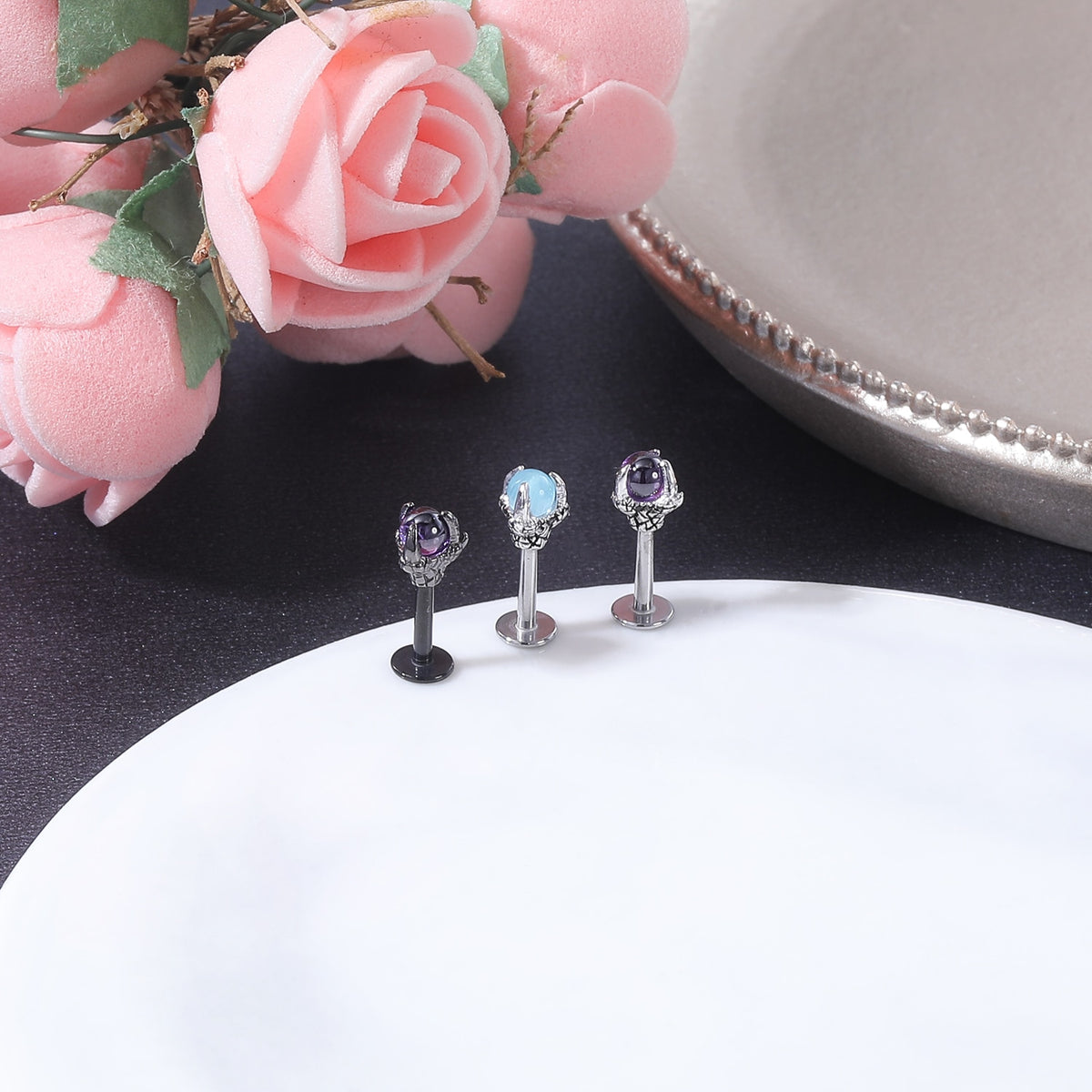 Dragon Hollywood X - 16G Dragon Claw Lip Studs Piercing Stainless Steel - Dragon Claw Conch Tragus Earring 2022 Piercing Jewelry - BEVERLY HILLS - CALIFORNIA - USA