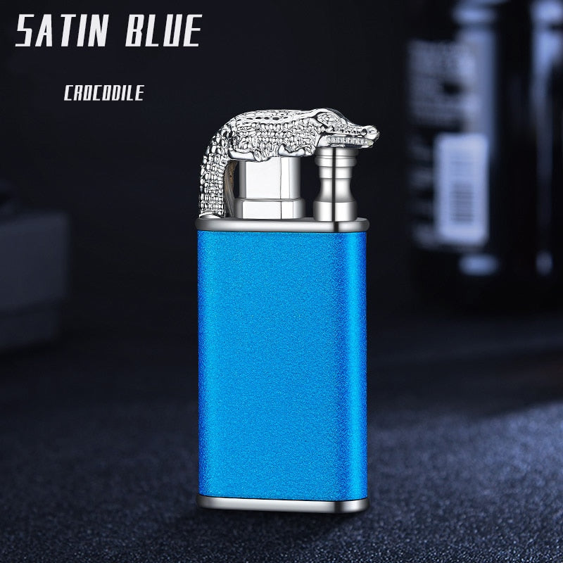 Dragon Hollywood X - New Blue Flame Metal Crocodile Dragon Tiger Double Fire Lighter Creative Windproof Open Fire Conversion Lighter Women and Mens Gift - Hollywood California USA