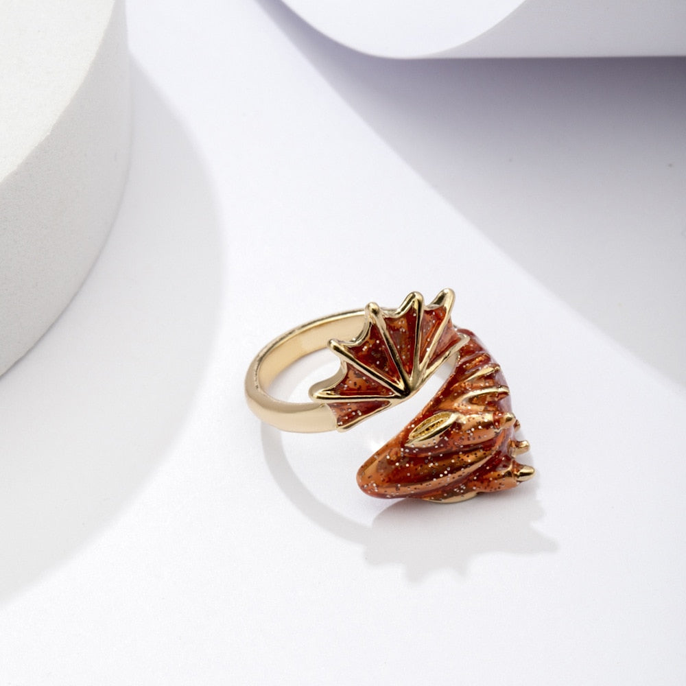 Dragon Hollywood X - Fashion Punk Viking Animal Dragon Adjustable Finger Ring Women Men Enamel Snake Rings Statement Jewelry Gift Accessories -BEVERLY HILLS
