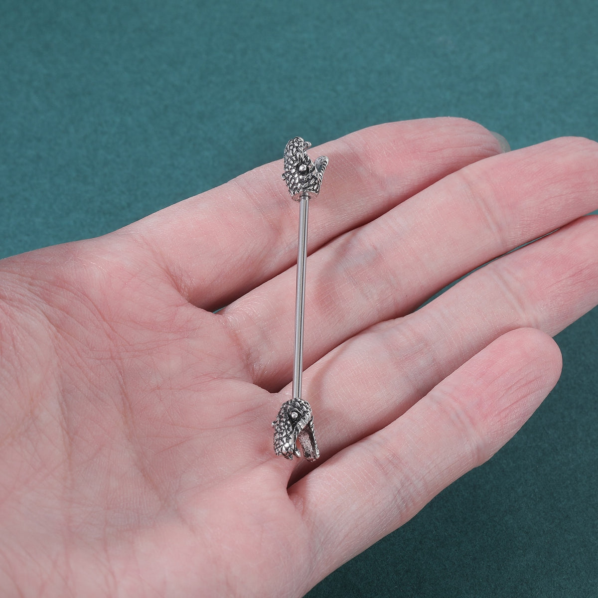 Dragon Hollywood X - Industrial Piercing Earring Women and Men Stainless Steel Helix Ear Piercing Dragon Snake Long Earring Jewelry Barbell Earring - BEVERLY HILLS - CALIFORNIA - USA
