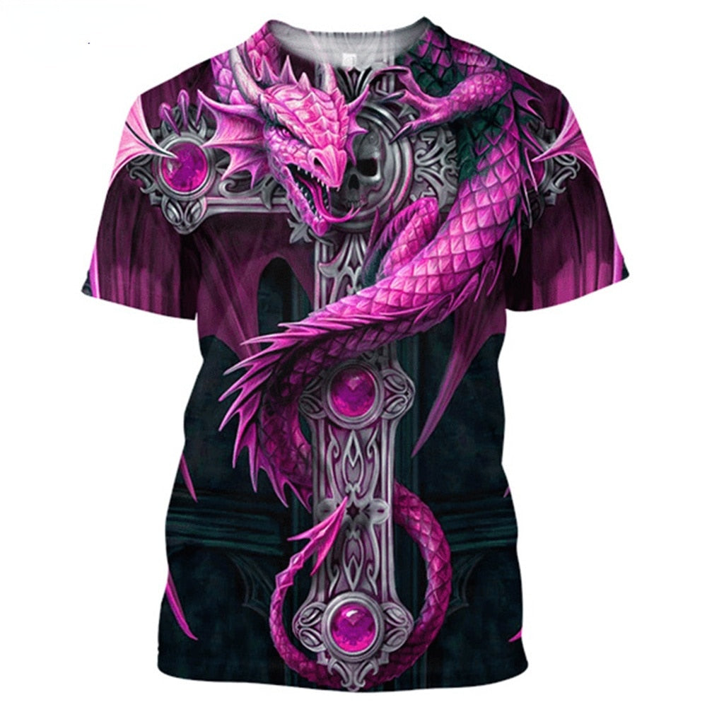 DRAGON HOLLYWOOD X - 3D Clothing Tattoo Dragon MENS WOMENS T Shirt 3D Printed Short Sleeve Polyester Fashion Casual Hip Hop Top Summer Free - BEVERLY HILLS CA.