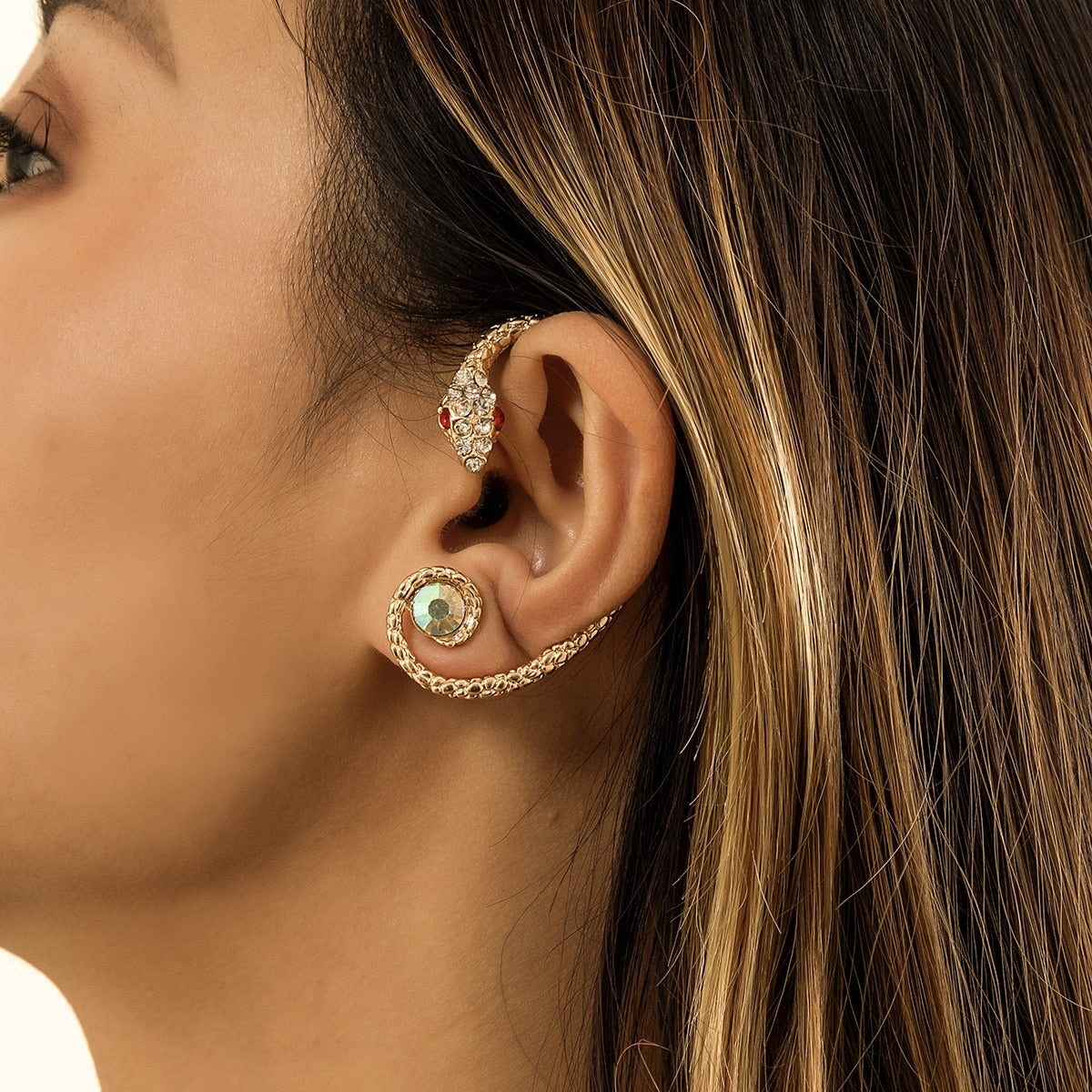 Dragon Hollywood X Ear Cuff - Flying Dragon and Fascinating Frog Clip On Earrings Ear Cuff for Men and Women Ear Wrap Earcuff Cartilage Earring Gothic Jewelry Awesome Unique Gift - BEVERLY HILLS - CALIFORNIA - USA