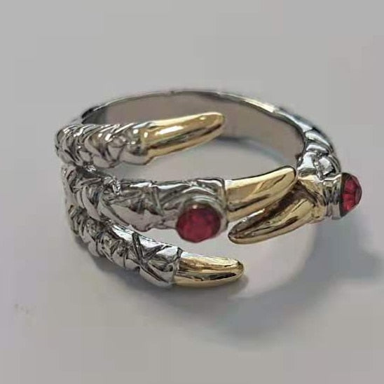 Dragon Hollywood X - Retro Punk Dragon Claw Ring for Men Women Exaggerated Antique Silver Color Opening Adjustable Rings