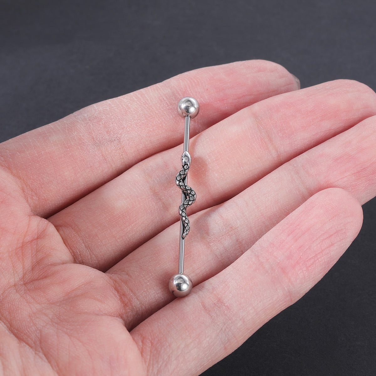 Dragon Hollywood X - Industrial Piercing Earring Women and Men Stainless Steel Helix Ear Piercing Dragon Snake Long Earring Jewelry Barbell Earring - BEVERLY HILLS - CALIFORNIA - USA
