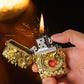 Heavy Armor Dragon Embossed Metal Shell Wheel Kerosene Lighter Men Gadgets Kerosene Oil Gasoline Pattern Lighter