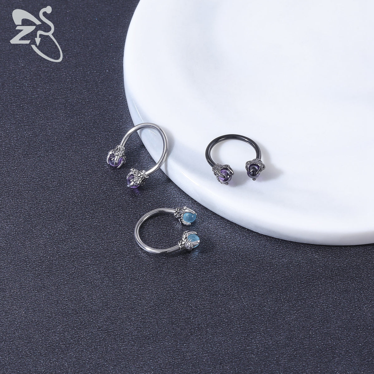 Dragon Hollywood X - ZS 1 Piece 16G Stainless Steel Opalite Dragon Nose Ring Horseshoes Nariz Piercing S-Shape Ear Cartilage Helix Piercings Jewelry - BEVERLY HILLS - CALIFORNIA - USA