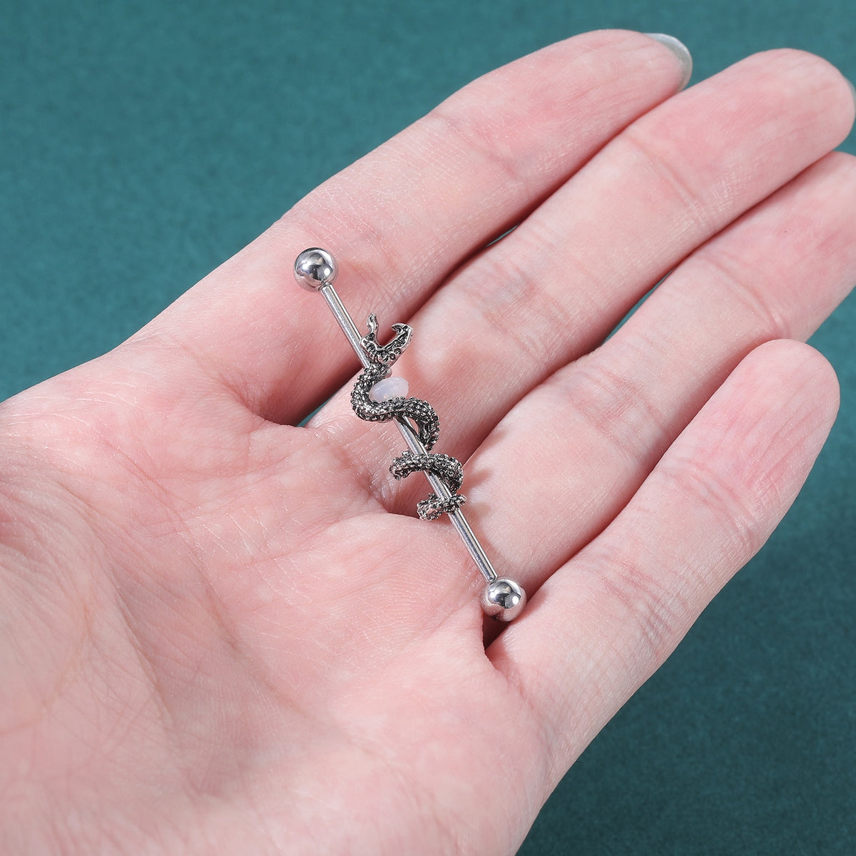 Dragon Hollywood X - Industrial Piercing Earring Women and Men Stainless Steel Helix Ear Piercing Dragon Snake Long Earring Jewelry Barbell Earring - BEVERLY HILLS - CALIFORNIA - USA