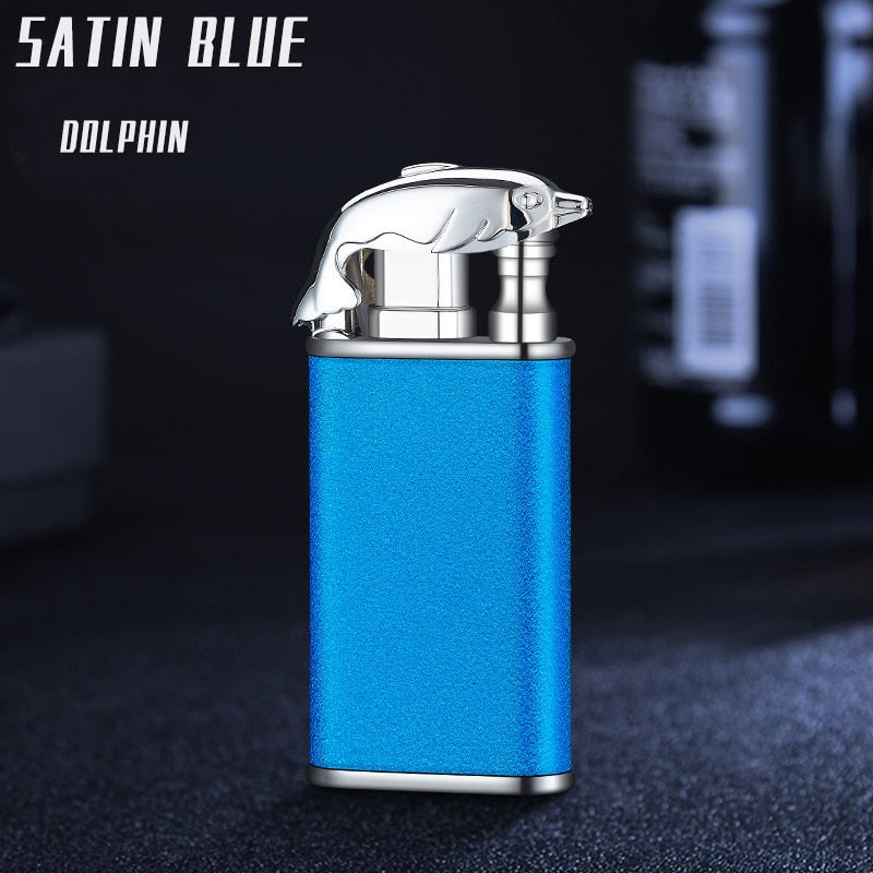 Dragon Hollywood X - New Blue Flame Metal Crocodile Dragon Tiger Double Fire Lighter Creative Windproof Open Fire Conversion Lighter Women and Mens Gift - Hollywood California USA