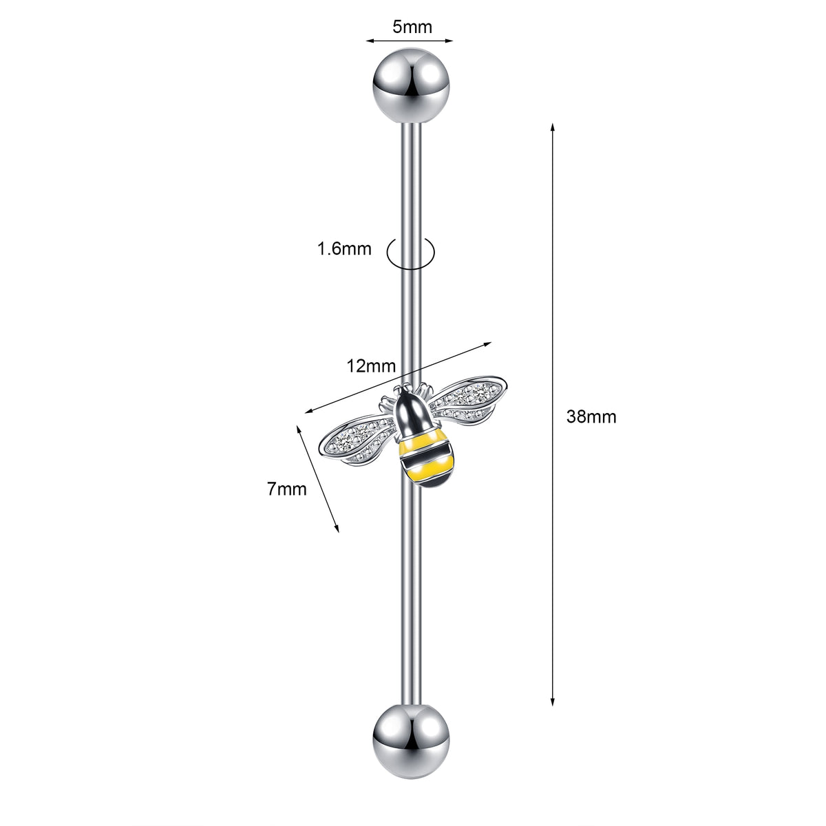Dragon Hollywood X - Industrial Piercing Earring Women and Men Stainless Steel Helix Ear Piercing Dragon Snake Long Earring Jewelry Barbell Earring - BEVERLY HILLS - CALIFORNIA - USA
