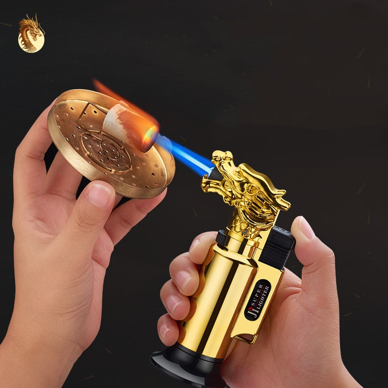 Custom Dragon Model Adjust Jet Flame Torch Lighter Windproof Butane Gas Lighter For Cigar Cooking