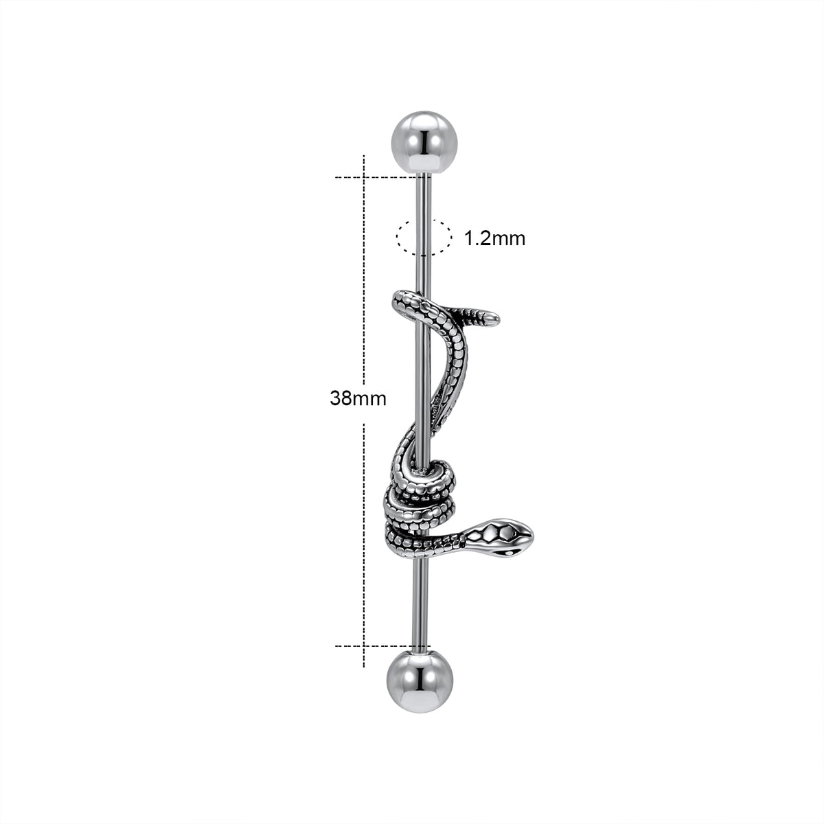 Dragon Hollywood X - Industrial Piercing Earring Women and Men Stainless Steel Helix Ear Piercing Dragon Snake Long Earring Jewelry Barbell Earring - BEVERLY HILLS - CALIFORNIA - USA