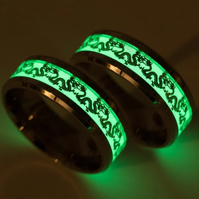 Dragon Hollywood X - Fashion Luminous Dragon Ring Love Heart Retro Stainless Steel Fluorescent Rings for Men Plus Couple Rings  Luxury Jewelry Gift - BEVERLY HILLS, CALIFORNIA - USA