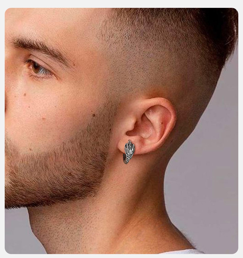 Dragon Hollywood X - Retro Dragon Head Earrings, Vintage Stainless Steel Unisex Hoop Earrings, Cool  Lucky Awesome Jewelry - BEVERLY HILLS- CALIFORNIA - USA