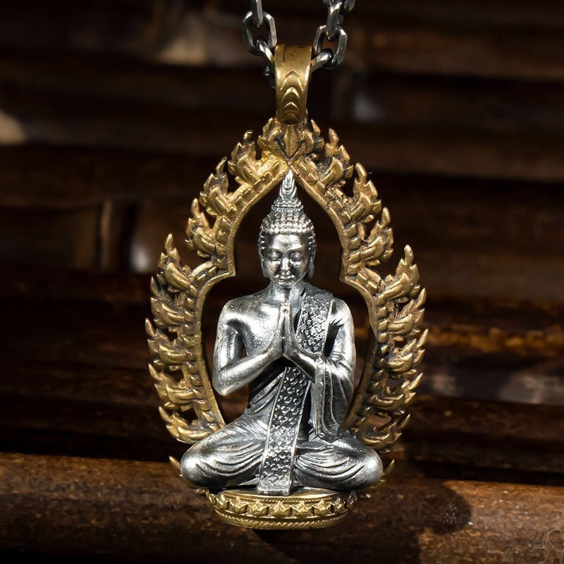 Dragon Hollywood X - Retro Domineering Dragon Riding Bodhisattva Buddha Pendant Necklace Men and Women Personality Trend Amulet Necklace Prayer Gift - Beverly Hills California