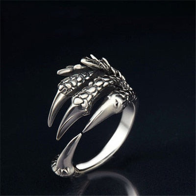 Dragon Hollywood X - 1pcs Titanium Steel Eagle Dragon Claw Halloween Skull Ring Hot Selling Men & Women Domineering Opening Rock Animal Jewelry