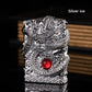 Heavy Armor Dragon Embossed Metal Shell Wheel Kerosene Lighter Men Gadgets Kerosene Oil Gasoline Pattern Lighter