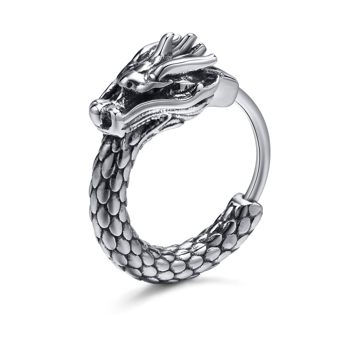 Dragon Hollywood X - Retro Dragon Head Earrings, Vintage Stainless Steel Unisex Hoop Earrings, Cool  Lucky Awesome Jewelry - BEVERLY HILLS- CALIFORNIA - USA