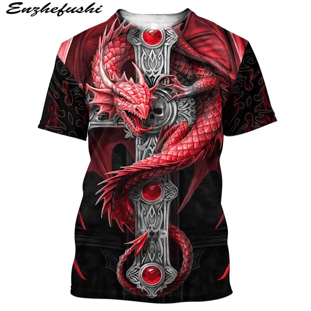 DRAGON HOLLYWOOD X - 3D Clothing Tattoo Dragon MENS WOMENS T Shirt 3D Printed Short Sleeve Polyester Fashion Casual Hip Hop Top Summer Free - BEVERLY HILLS CA.