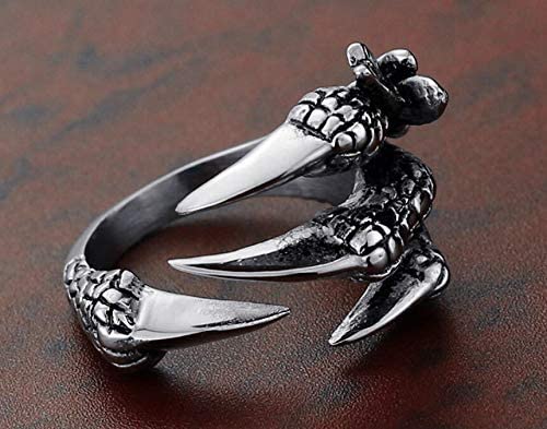 Dragon Hollywood X - 1pcs Titanium Steel Eagle Dragon Claw Halloween Skull Ring Hot Selling Men & Women Domineering Opening Rock Animal Jewelry