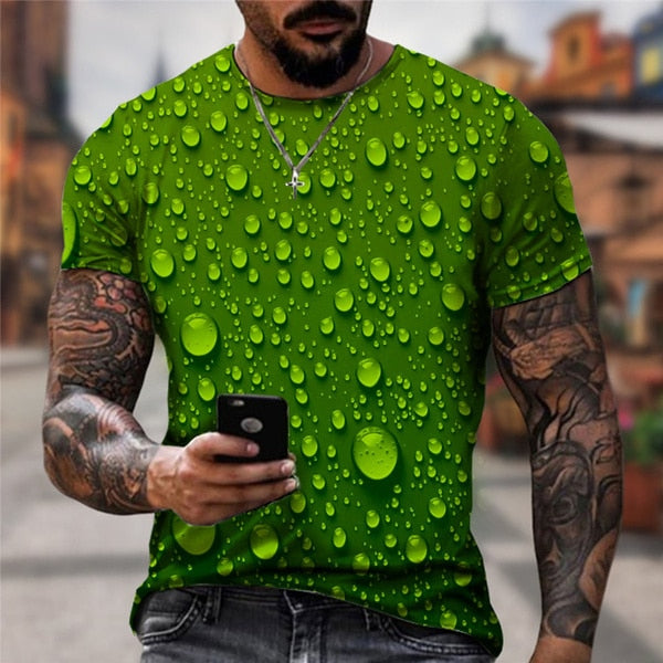 Dragon Hollywood X - Fashion Raindrop 3D Printing T Shirt Water drop Unisex Funny Short Sleeve Tee