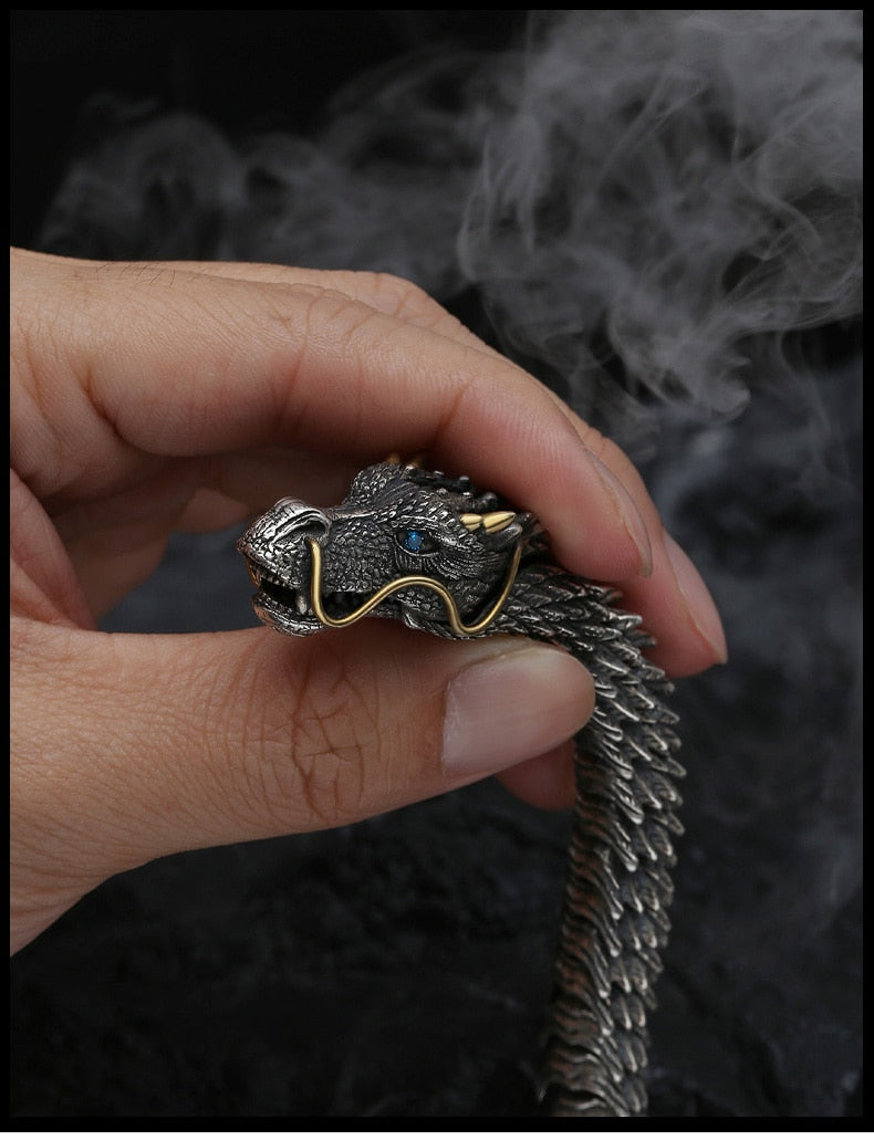 Dragon Hollywood X - Black Gun Dragon Men Bracelet Hip Hop Rock Style Golden Horn Domineering Women Party Copper Alloy Fashion Jewellery - BEVERLY HILLS-CALIFORNIA-USA