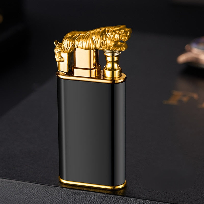 Dragon Hollywood X - New Blue Flame Metal Crocodile Dragon Tiger Double Fire Lighter Creative Windproof Open Fire Conversion Lighter Women and Mens Gift - Hollywood California USA