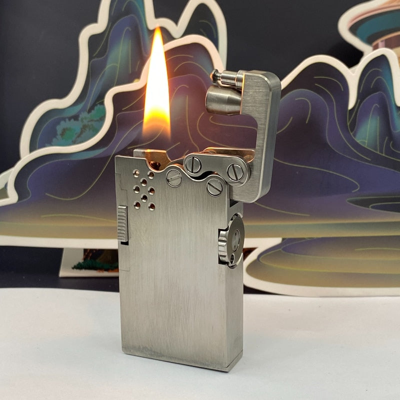 Manual Titanium Alloy Dragon Tongue Automatic Kerosene Lighter One-button Automatic Ignition Military Machinery Lighter