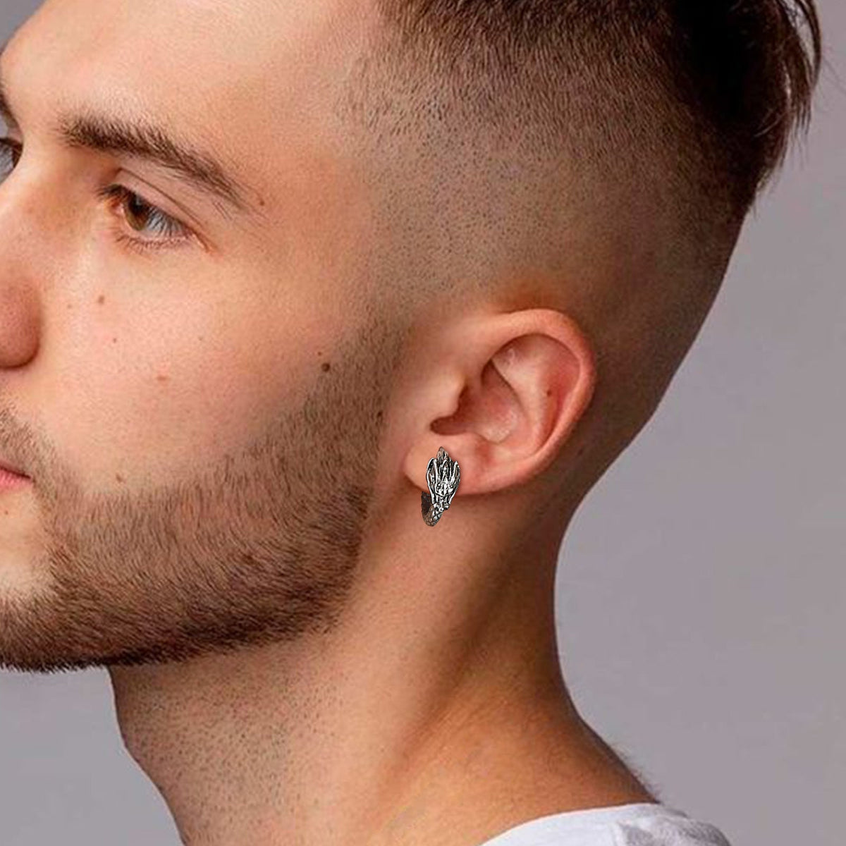 Dragon Hollywood X - Retro Dragon Head Earrings, Vintage Stainless Steel Unisex Hoop Earrings, Cool  Lucky Awesome Jewelry - BEVERLY HILLS- CALIFORNIA - USA